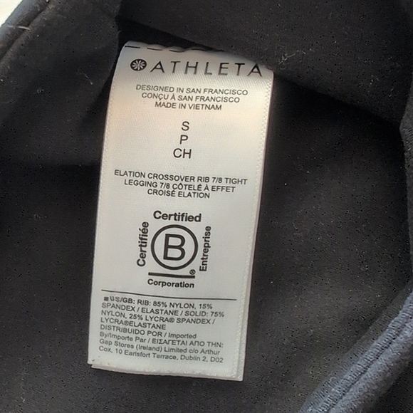 Athleta Womens Small Elation Crossover Ribbed Leggings Black Activewear Workout - Picture 8 of 8